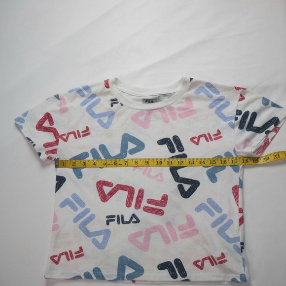 Fila Big Girl's Large 14/16 White Multicolored Logo Short Sleeve Tee - Picture 4 of 12